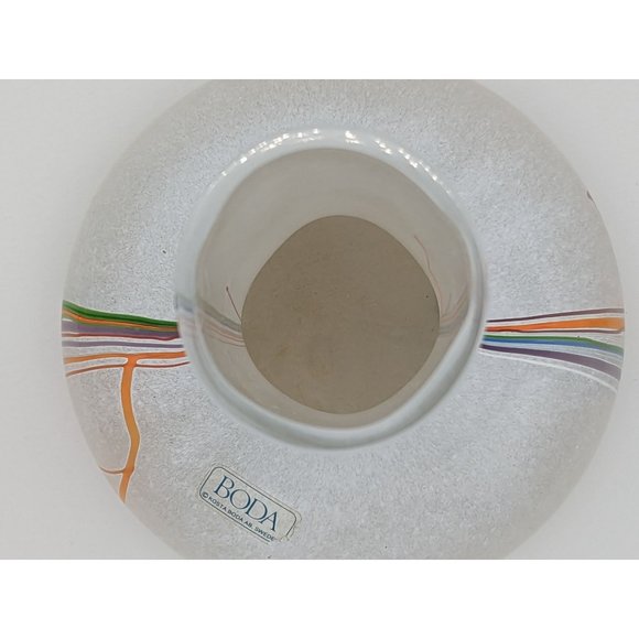 Kosta Boda Signed Bertil Vallien 80s "Rainbow Series" Stripe Glass Vase Flowers - Picture 9 of 15